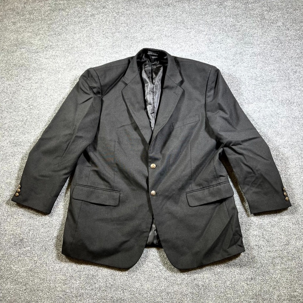 Marco Carelli Blazer Men 46 Regular Black Two Button Suit Jacket Business Career